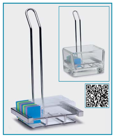 Штатив із нержавіючої сталі для 20 предметних стекол для контейнера окраски "Macro" LLG