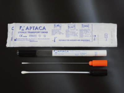Транспортна пробірка-сваб з середовищем Amies і вугіллям, апплікатор ПП, 12×150 мм, Aptaca S.p.A.