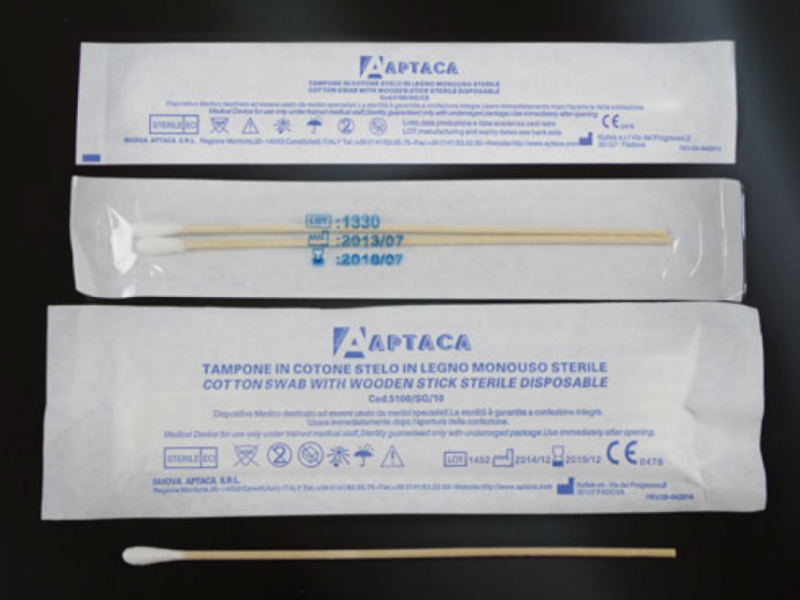 Аплікатор (дерев’яна паличка з бавовняною намоткою), стерильний, 150 мм, Aptaca S.p.A.